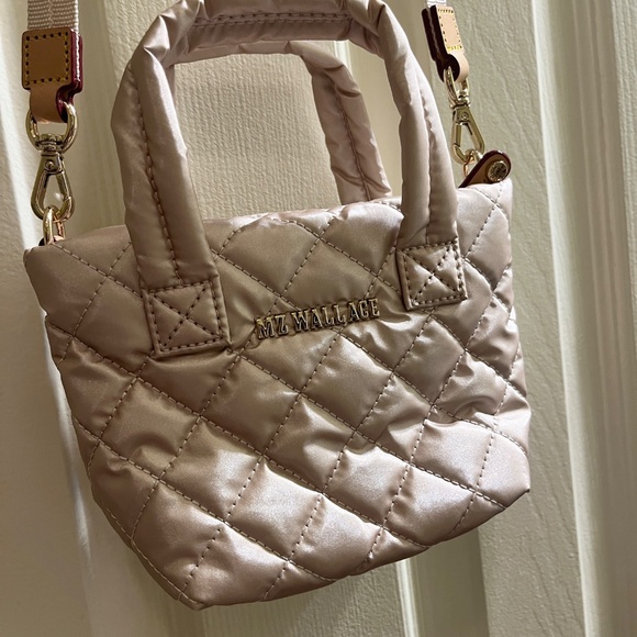 MZ Wallace Micro Metro Tote Deluxe Rose Pink Metallic Purse - Picture 4 of 6